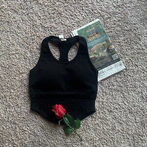Black Ribbed Racerback Sports Bra M | New No Tags